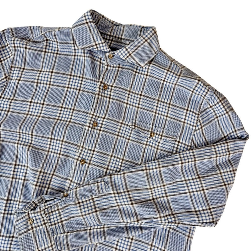 Jonnie - O Shirt Button Front Men Sz. Medium Blue Plaid Long Sleeve‎ 100% Cotton